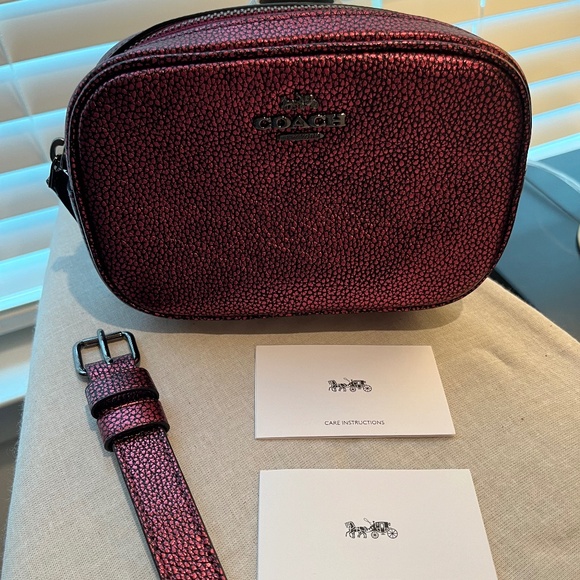 COACH metallic, pebbled belt bag - Picture 1 of 12